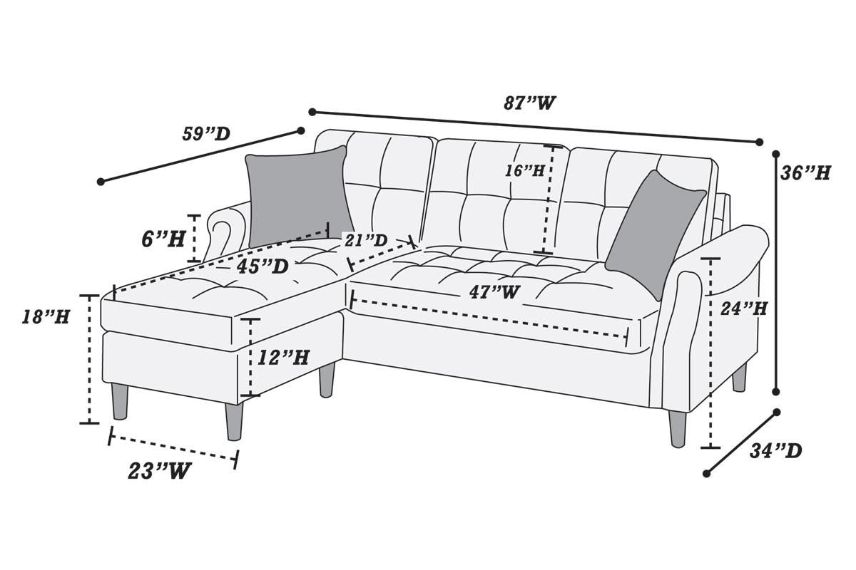 Living Room Corner Sectional Light Coffee Polyfiber Chaise sofa – photo 5 of 15