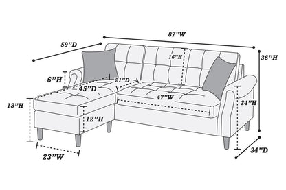 Living Room Corner Sectional Light Coffee Polyfiber Chaise sofa – photo 5 of 15
