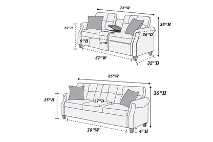 2pcs Sofa set Living Room Furniture Dark Coffee Plush Polyfiber Sofa – photo 16 of 16