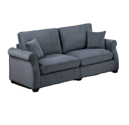 Classic Living Room 2pc Sofa Set Dark Gray Corduroy Sofa Loveseat – photo 9 of 10