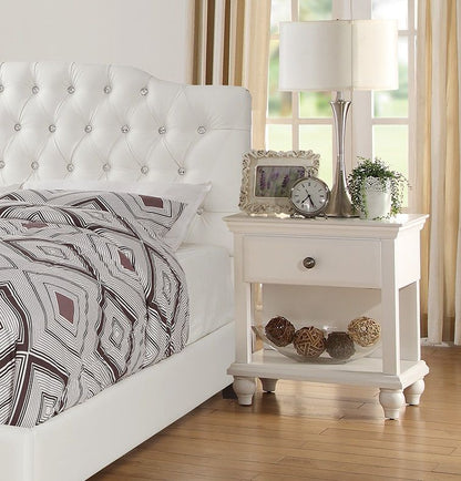 Modern Bedroom Nightstand White Color Wooden 1 Drawers And Shelf Bed – photo 2 of 14