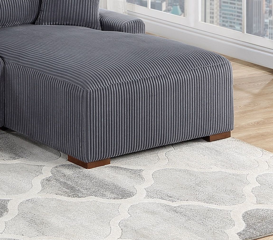 Modern 2pc Sectional Set XL Plush Corduroy Fabric Dark Gray LAF Sofa – photo 7 of 8