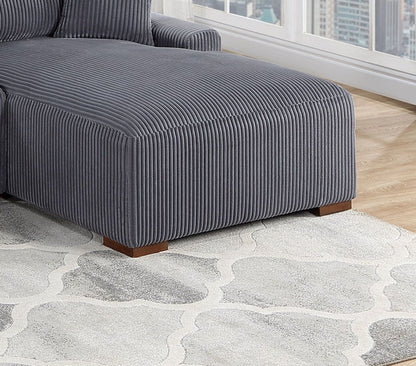 Modern 2pc Sectional Set XL Plush Corduroy Fabric Dark Gray LAF Sofa – photo 7 of 8