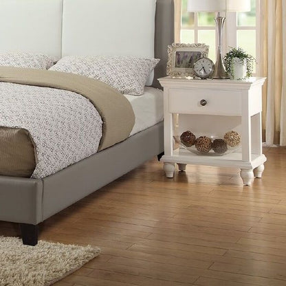 Modern Bedroom Nightstand White Color Wooden 1 Drawers And Shelf Bed – photo 3 of 14