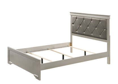 Modern 1pc Beige Champagne Finish Queen Size Panel Bed Wooden – photo 4 of 6