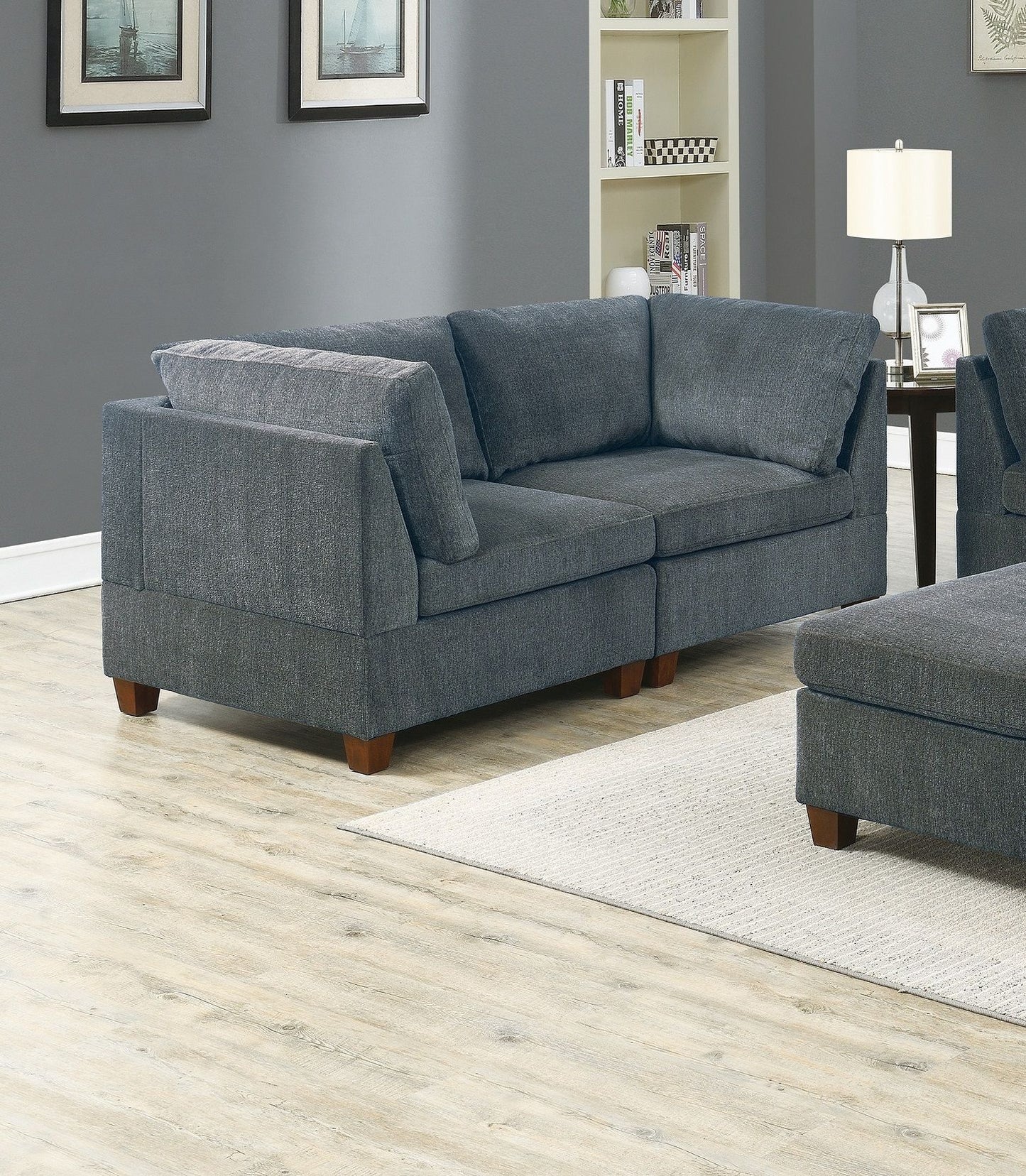 Living Room Furniture Grey Chenille Modular Sofa Set 6pc Set Sofa – photo 5 of 20
