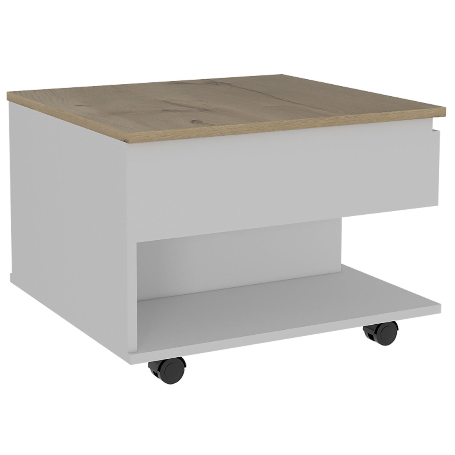 White and Light Oak 1-Drawer 1-Shelf Lift Top Coffee Table – photo 4 of 7