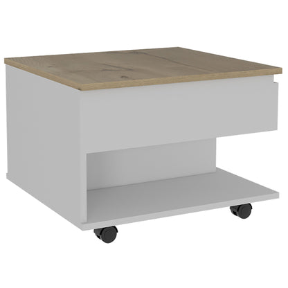 White and Light Oak 1-Drawer 1-Shelf Lift Top Coffee Table – photo 4 of 7