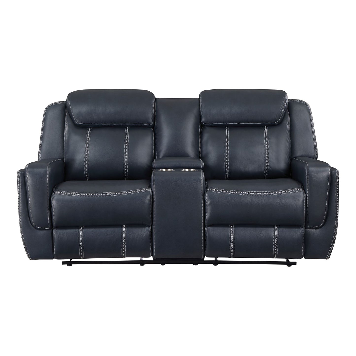 Modern Living Room Furniture 2pc Reclining Sofa Set Blue Breathable – photo 8 of 14