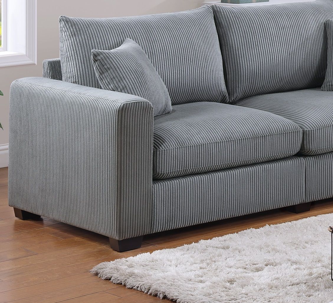 Classic Living Room 2pc Sofa Set Fog Corduroy Sofa And Loveseat – photo 8 of 10