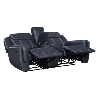 Modern Living Room Furniture 2pc Reclining Sofa Set Blue Breathable – photo 11 of 14