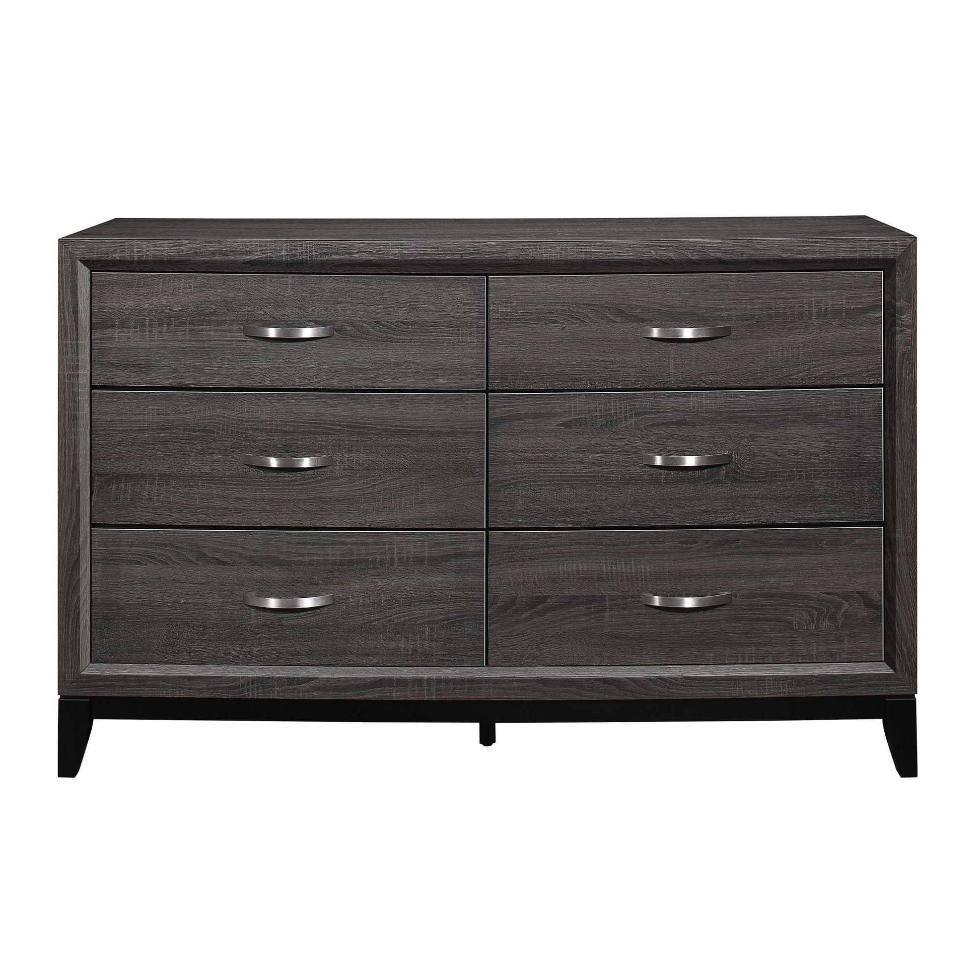 Contemporary Design 1pc 6-Drawers Dresser Gray Finish Polished – photo 1 of 7