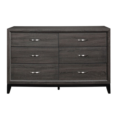 Contemporary Design 1pc 6-Drawers Dresser Gray Finish Polished – photo 1 of 7