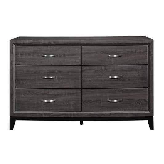 Contemporary Design 1pc 6-Drawers Dresser Gray Finish Polished – photo 1 of 7