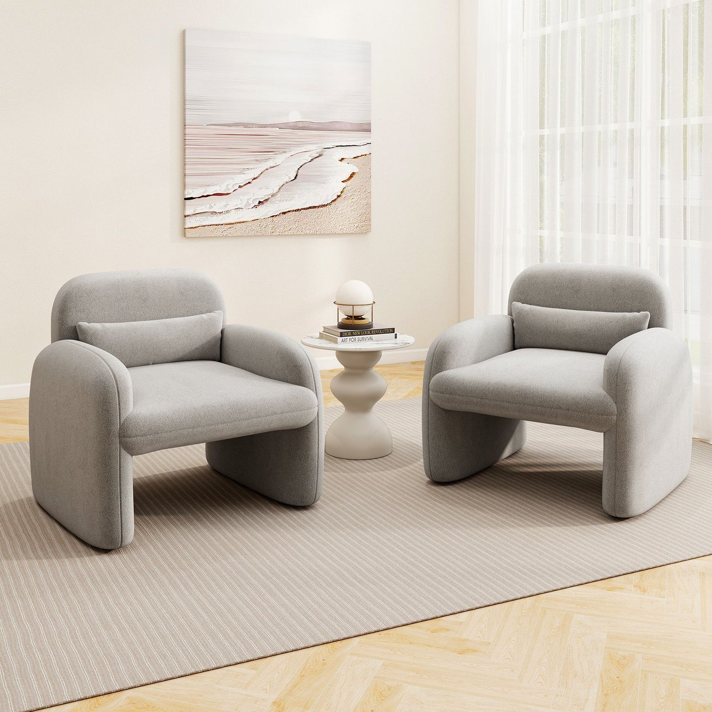 Modern Accent Chair with Waist Pillow and Armrests for Living Room – photo 8 of 27