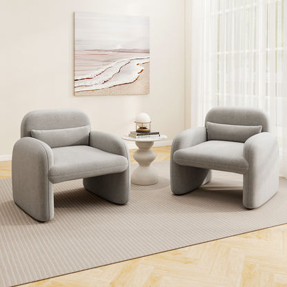 Modern Accent Chair with Waist Pillow and Armrests for Living Room – photo 8 of 27