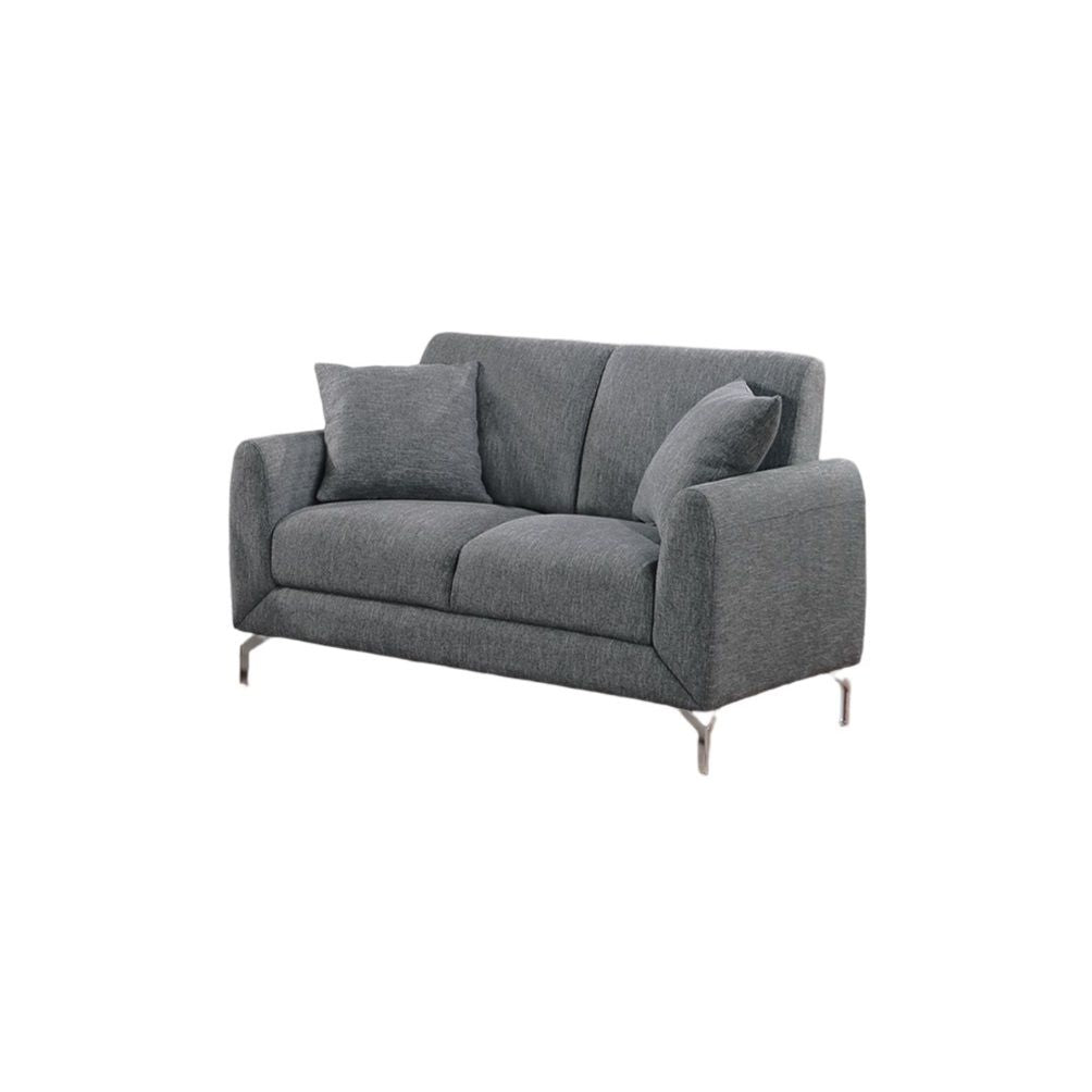 Elegant 2pc Sofa Set Dark Gray Burlap Like Fabric Sofa Loveseat – photo 5 of 9