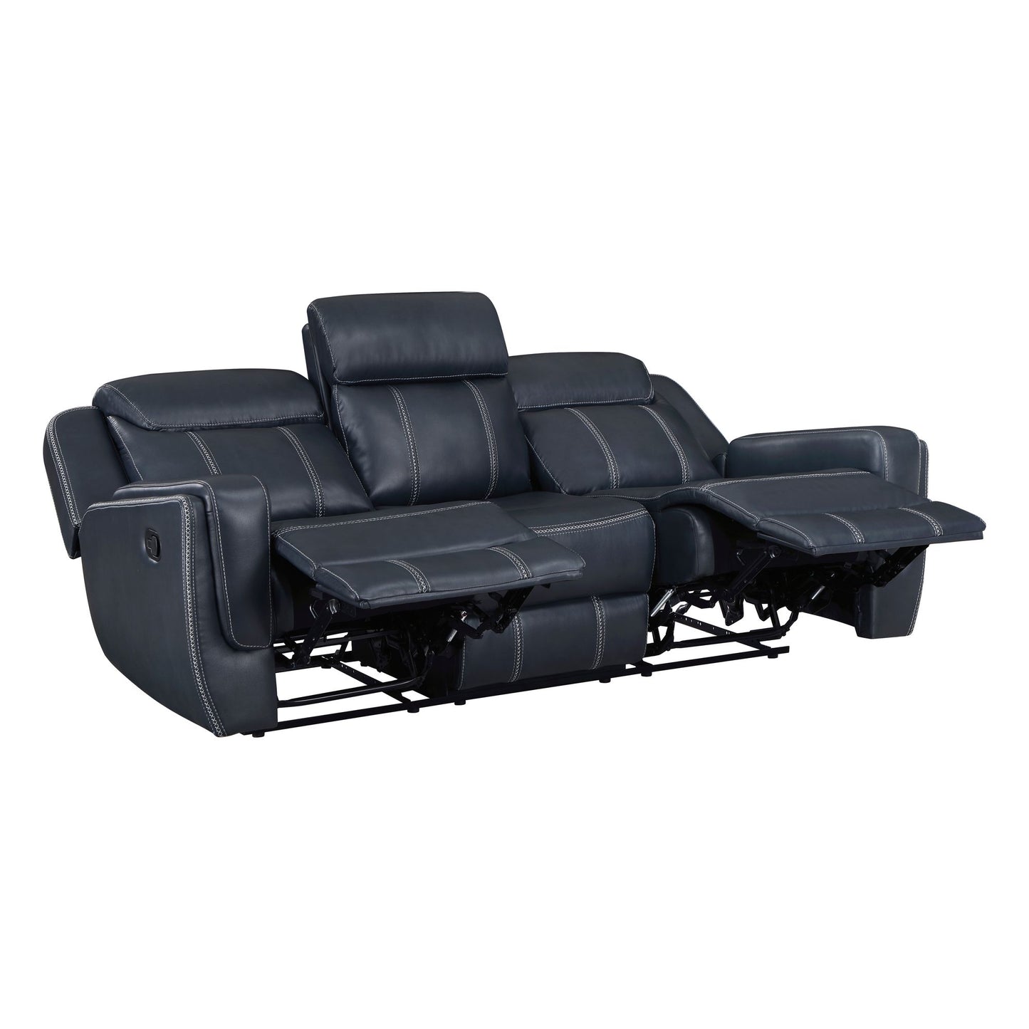 Modern Living Room Furniture 2pc Reclining Sofa Set Blue Breathable – photo 7 of 14