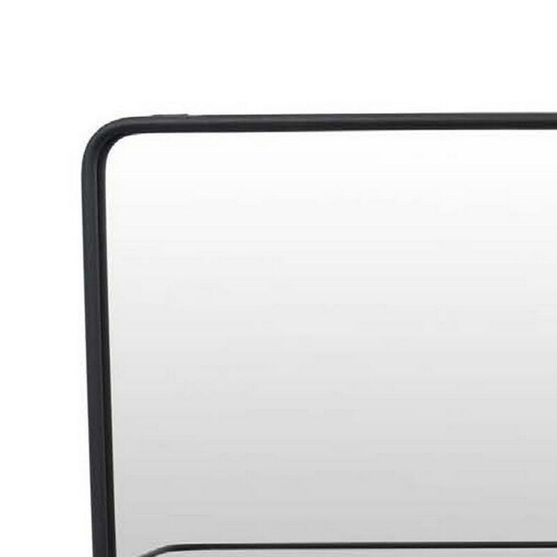 Feno Decorative Wall Mirror, 30 Inch Landscape Black Metal Frame