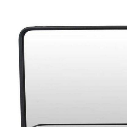 Feno Decorative Wall Mirror, 30 Inch Landscape Black Metal Frame