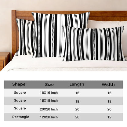 Throw Pillow Set of 4, 20 Inch Square, Cotton, Black and White Stripes