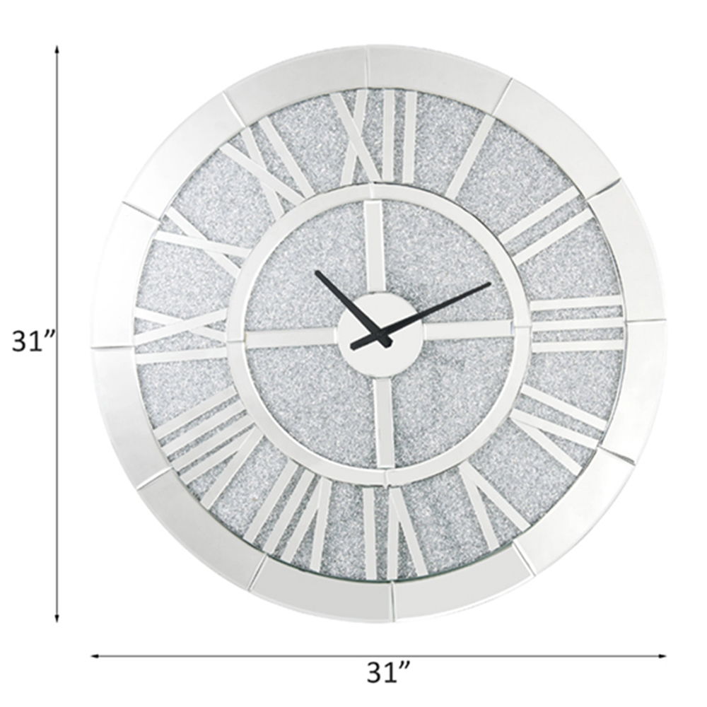Noralie Mirrored Wall Clock with Faux Diamonds