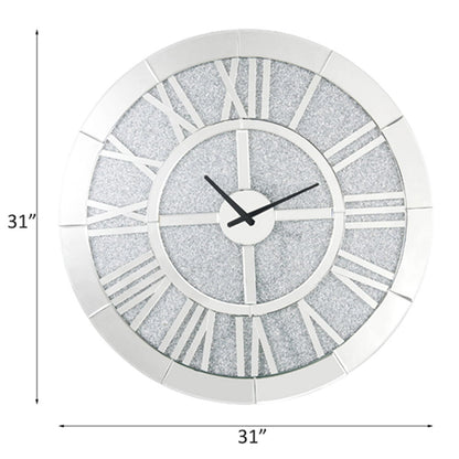 Noralie Mirrored Wall Clock with Faux Diamonds