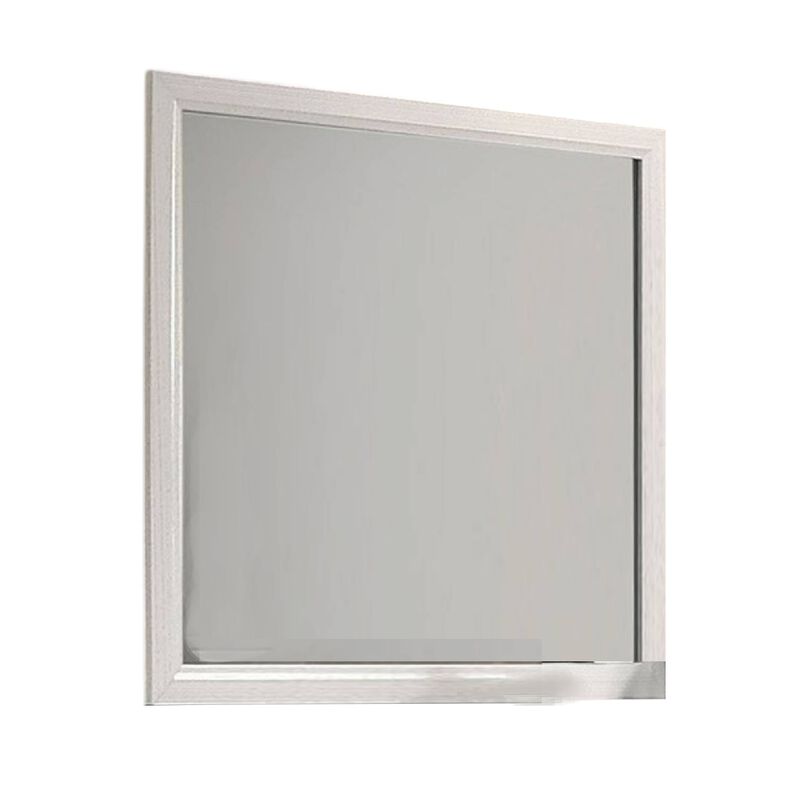 Erica Dresser Vanity Mirror, 39 Inch Modern Style White Wood Frame