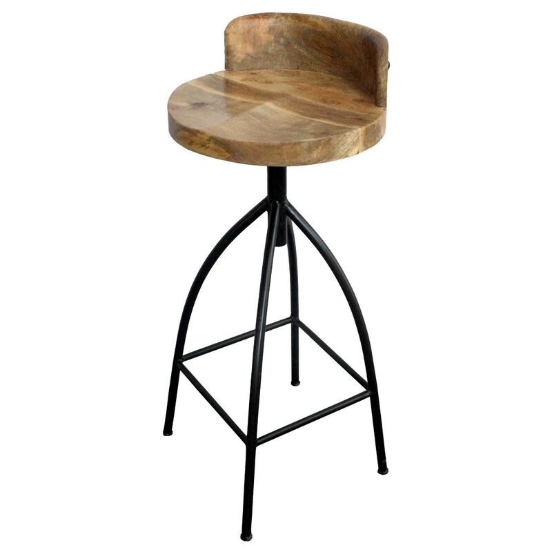 Pia 32-35 Extra Tall Adjustable Barstool, Set of 2, Natural Brown