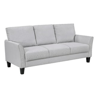 Xumo Sofa, Light Gray Fabric, 79 Inch, Black Tapered Wood Legs