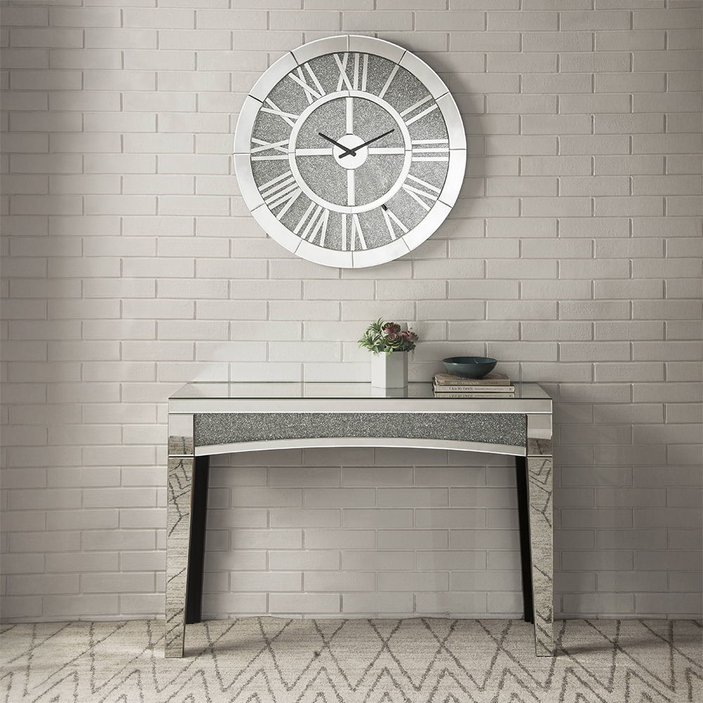 Noralie Mirrored Wall Clock with Faux Diamonds