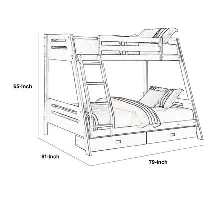 Emily Twin Over Full Bunk Bed with Ladder, 2 Drawers, Black Solid Wood