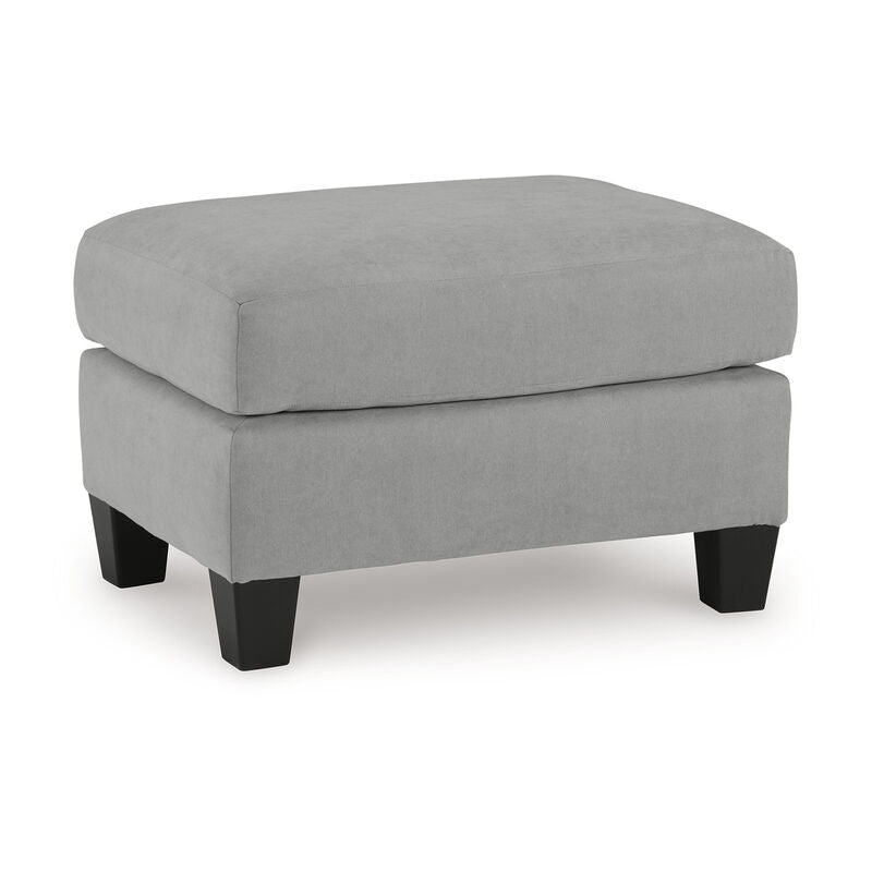 Lebo Accent Ottoman, 31 Inch Rectangular Gray Polyester Cushioned