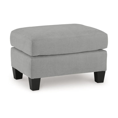 Lebo Accent Ottoman, 31 Inch Rectangular Gray Polyester Cushioned
