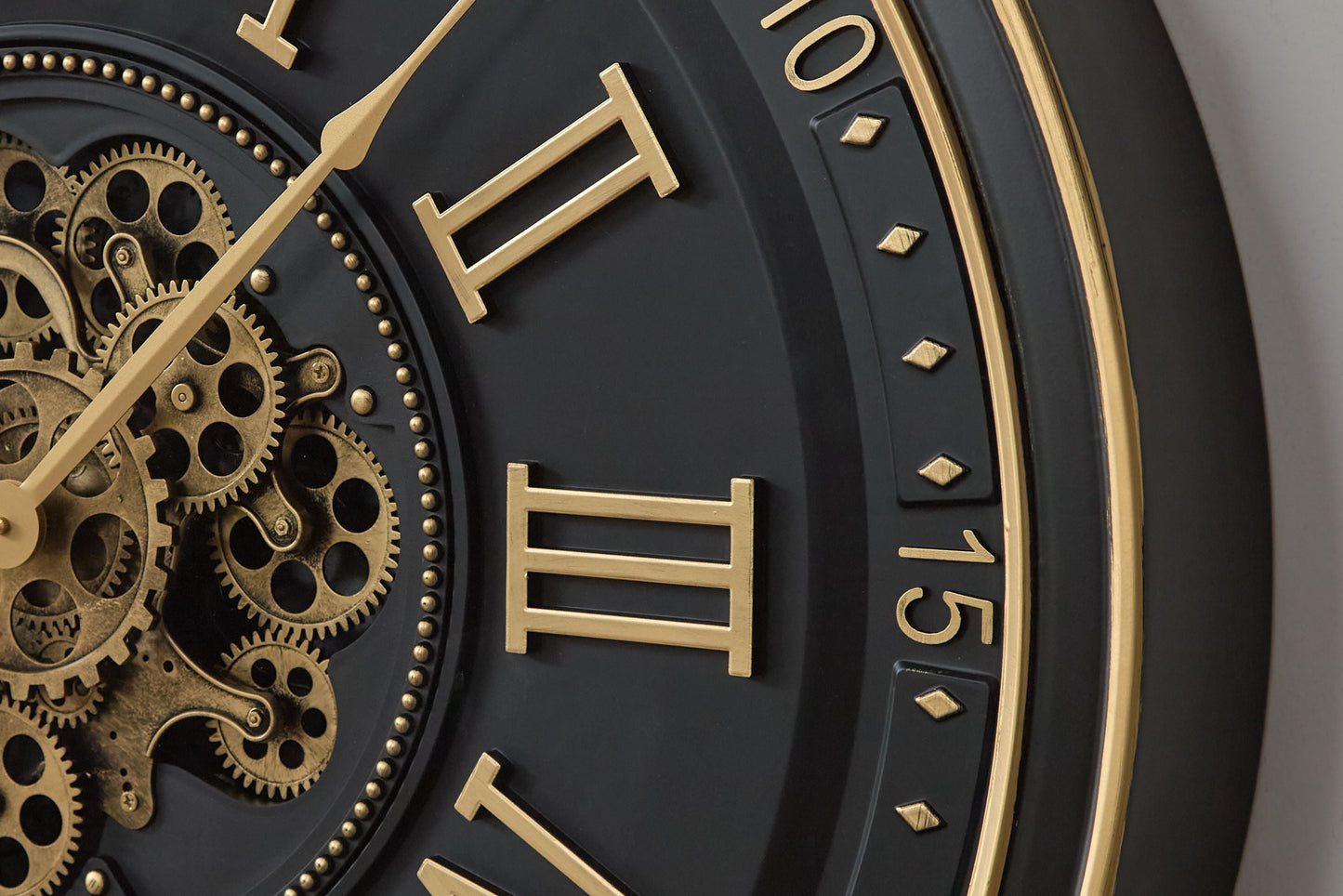 Dairton Wall Clock, Black & Gold Finish