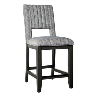 Manny Counter Height Chair Set of 2, Bluish Gray Fabric Seat and Back