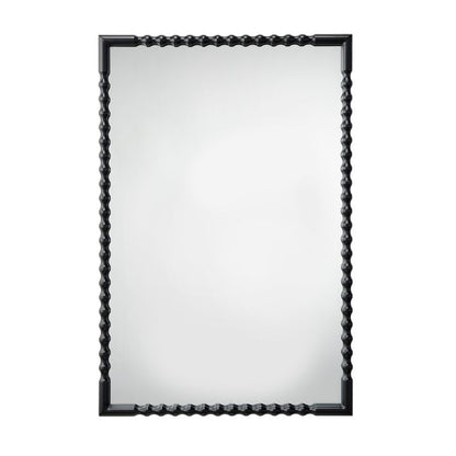 Perz Accent Wall Mirror, 24x36 Rectangular Beaded Frame, Forged Iron