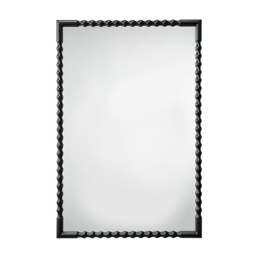 Perz Accent Wall Mirror, 24x36 Rectangular Beaded Frame, Forged Iron