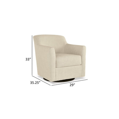 Leena 35 Inch Swivel Accent Chair, Soft Beige Linen Polyester, Reversible