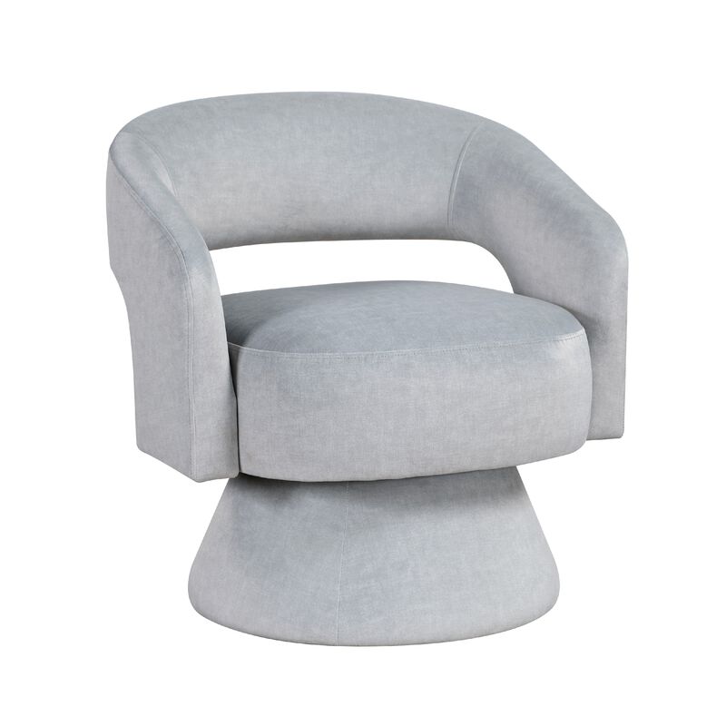 Lessa Swivel Accent Chair, Light Gray, Round Base, Soft Foam Cushion