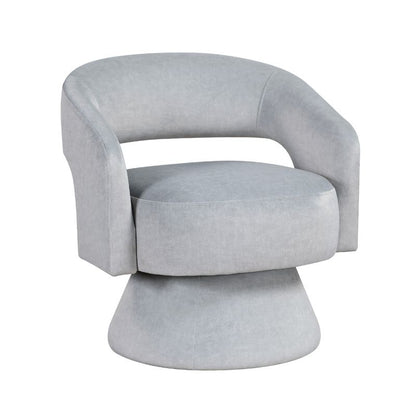 Lessa Swivel Accent Chair, Light Gray, Round Base, Soft Foam Cushion