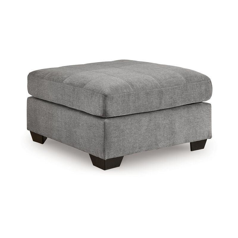Marlow Oversize Ottoman, Stitch Details, Muted Gray Polyester 36 Inch