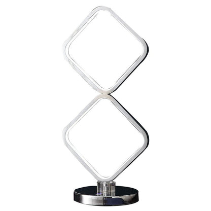 22 Inch Table Lamp, Square LED Light, Modern Accent Metal Base, Chrome