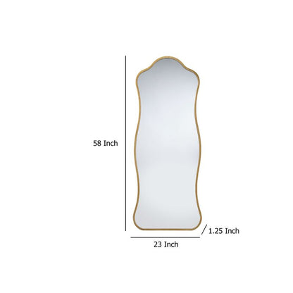 Ari Floor Mirror, 58 Inch, Black Metal Wavy Frame, Hand Forged Iron