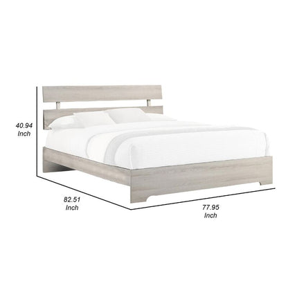 Cuzzy Queen Platform Bed with Panel Headboard, Low Profile White Wood
