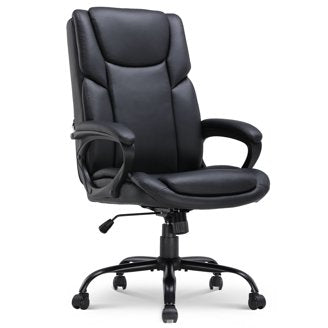 Leather Upholstered Executive Chair With Lift in Brown and Bone White Finish