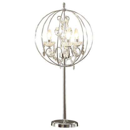 Shine 31 Inch Table Lamp, Chandelier Style, Crystal and Metal, Chrome