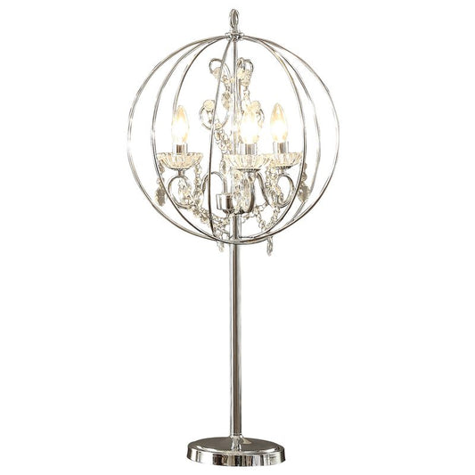 Shine 31 Inch Table Lamp, Chandelier Style, Crystal and Metal, Chrome