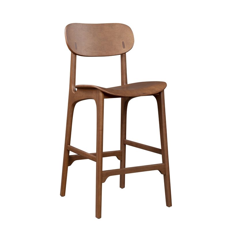 Ami 30 Inch Swivel Barstool Chair, Curved Open Back Brown Faux Leather