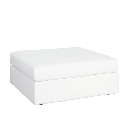 Lipi Accent Ottoman, Plush Mist White, 42 Inch Solid Wood Frame